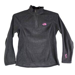 Womens North Face Breast Cancer Awareness Black Fleece 1/4 Zip Sweatshirt Size M